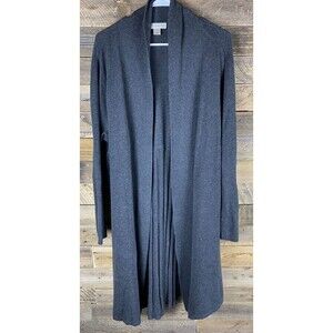 CJ Banks Women’s Plus Sz 1X  Gray Open Front Pleated Back Long Sleeve Cardigan